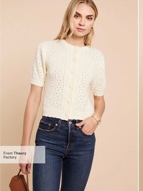 NWT Kourt x Few Moda Marcella Cream Pointelle Cardigan XL